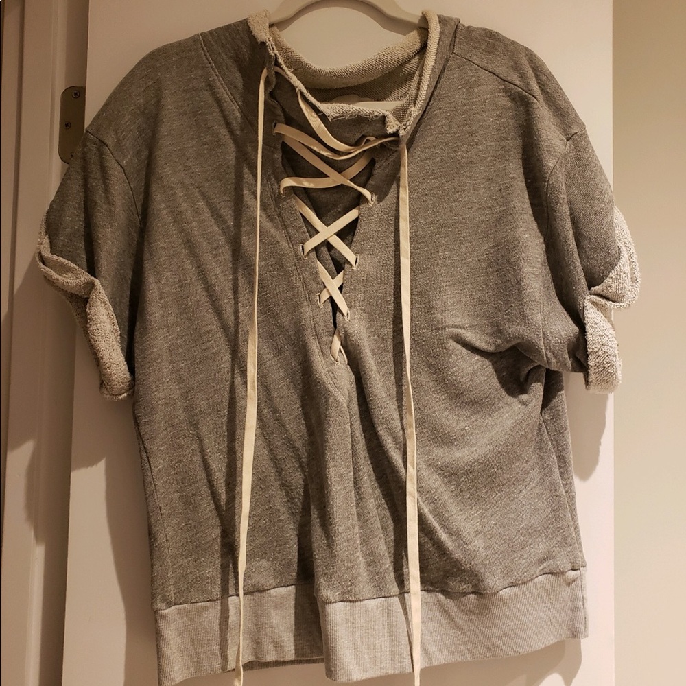 Anthropologie short sleeve sweatshirt